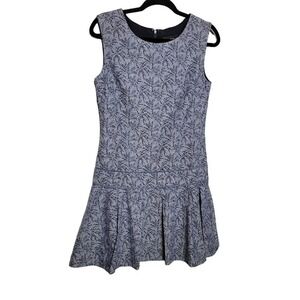 J Crew Blue Linen Dress Sz 4 Women's‎ Floral Sleeveless Lined Career Office